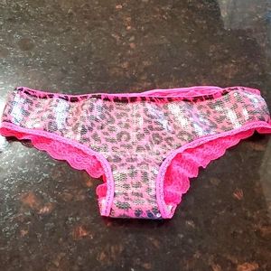 Victoria's Secret PINK - Sequined Front Bikini Panty - Pink Leopard Print - L
